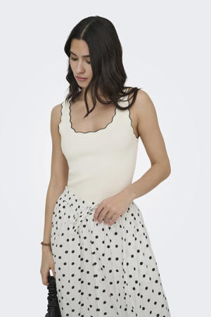mouwloze top ecru/zwart