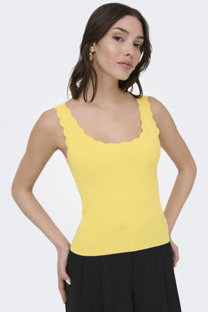 mouwloze top geel