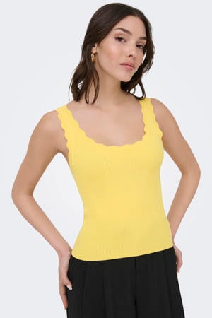 mouwloze top geel
