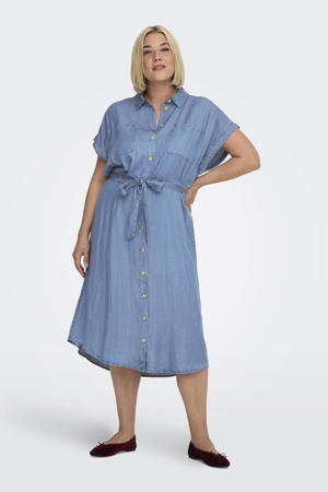jurk gebreid light blue denim
