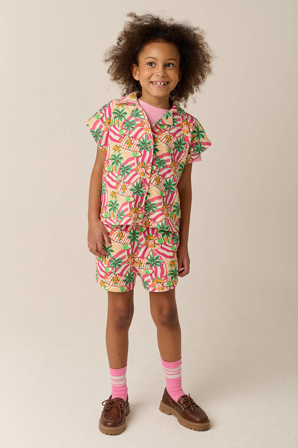 Beige, roze en groene meisjes Tumble 'n Dry regular waist casual short met elastische tailleband