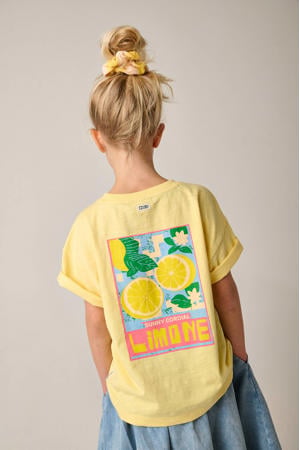 T-shirt met backprint lichtgeel