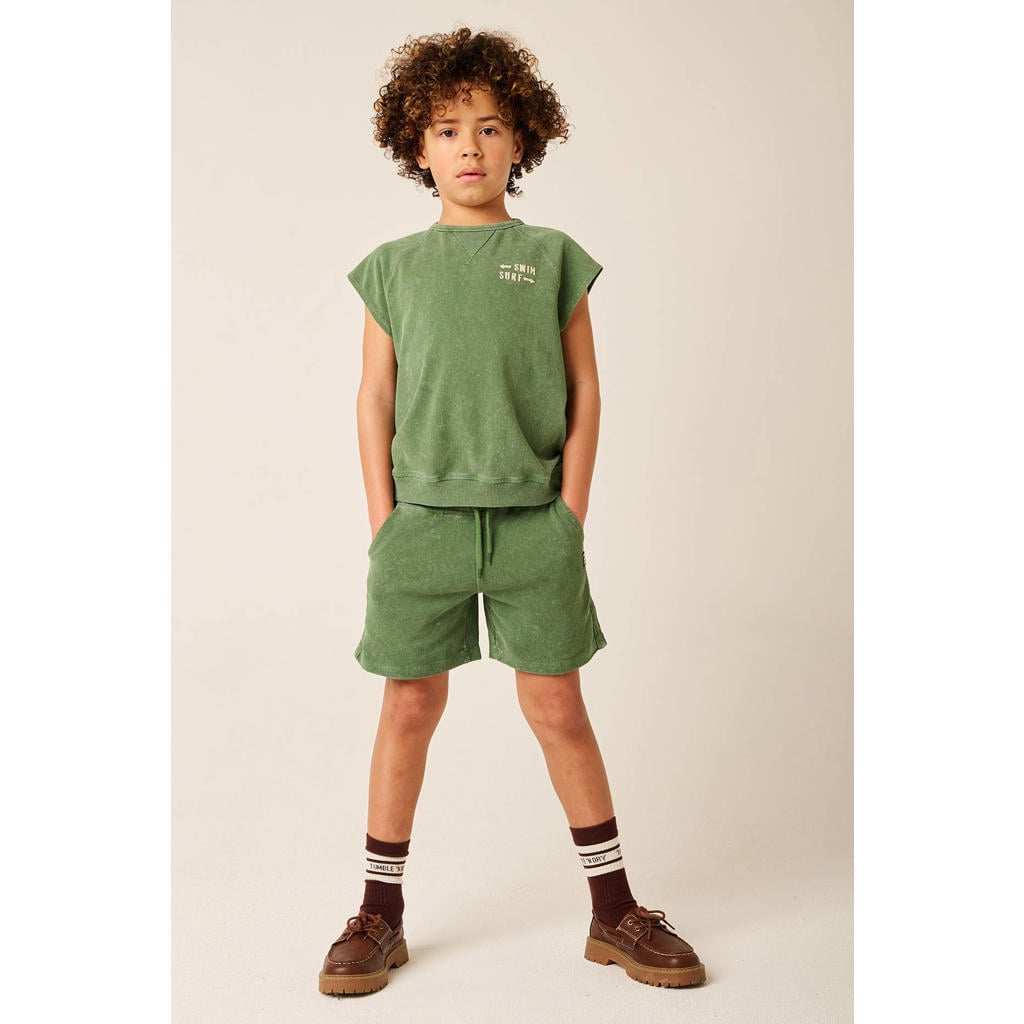 Groene jongens Tumble 'n Dry regular waist sweatshort met elastische tailleband met koord
