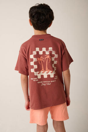 T-shirt met backprint roodbruin