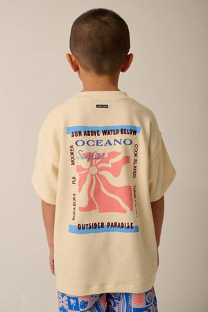 T-shirt met backprint crème fijn gebreid