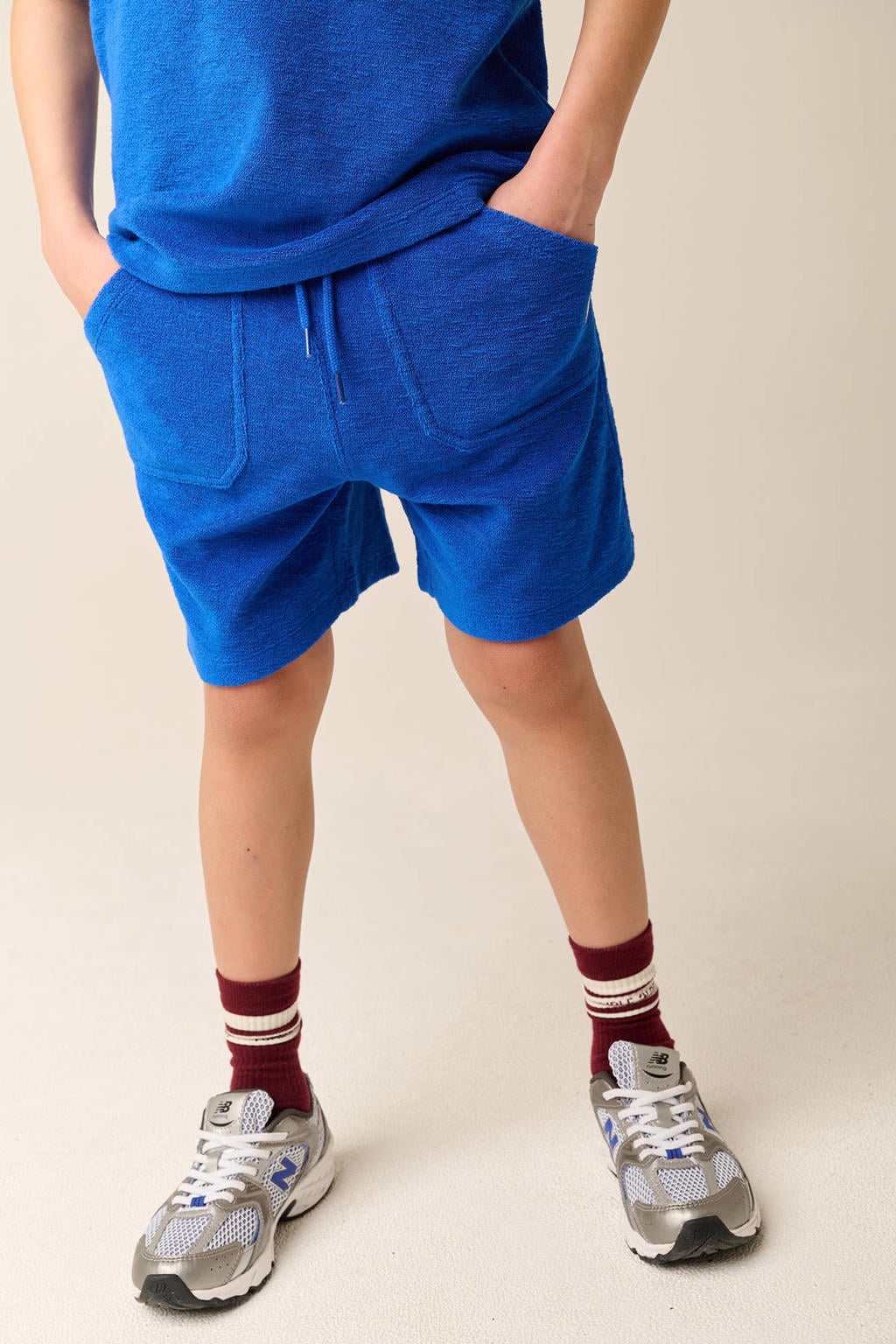 Blauwe jongens Tumble 'n Dry regular waist sweatshort met elastische tailleband met koord