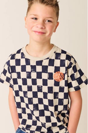 geruit T-shirt donkerblauw