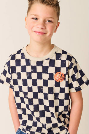 geruit T-shirt donkerblauw