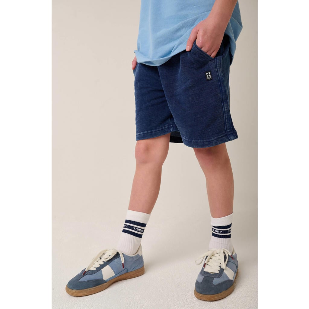Donkerblauwe jongens Tumble 'n Dry regular waist sweatshort met elastische tailleband met koord