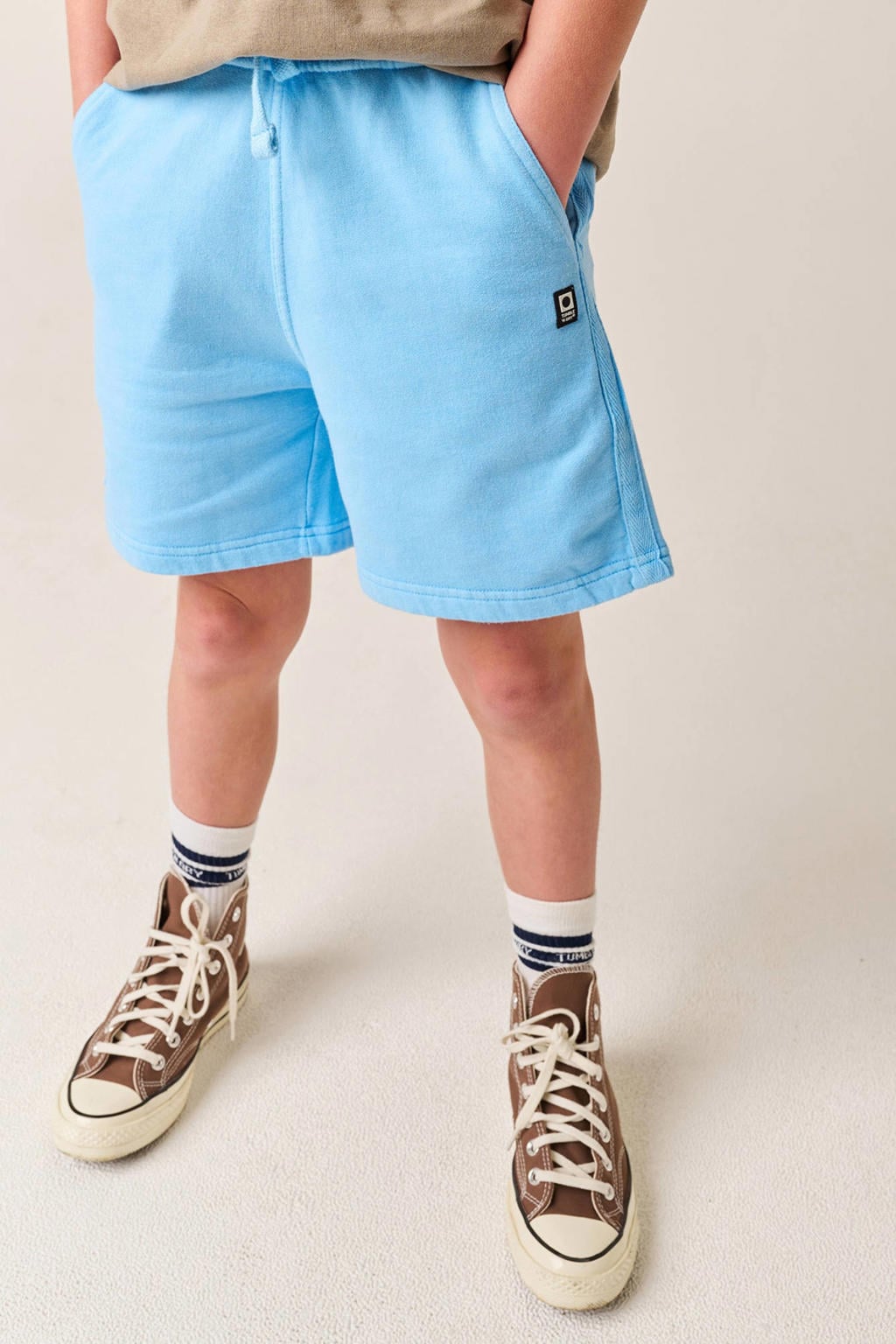 Lichtblauwe jongens Tumble 'n Dry regular waist sweatshort met elastische tailleband met koord