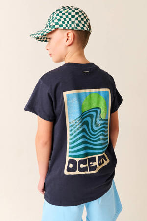 T-shirt met backprint donkerblauw