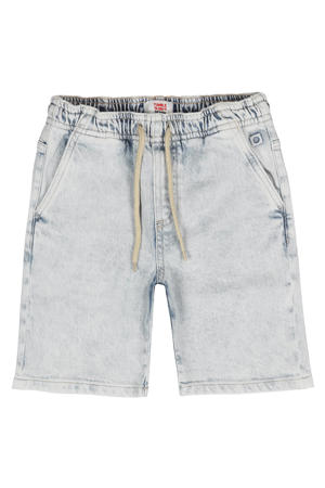 regular waist short light blue denim