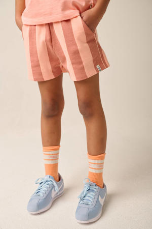 regular waist gestreepte sweatshort zalm