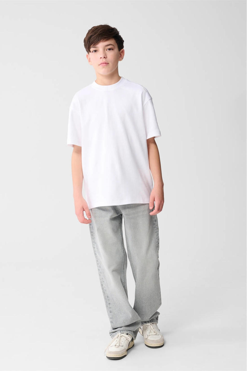 Witte jongens Shoeby T-shirt van katoen met logo dessin, korte mouwen en ronde hals