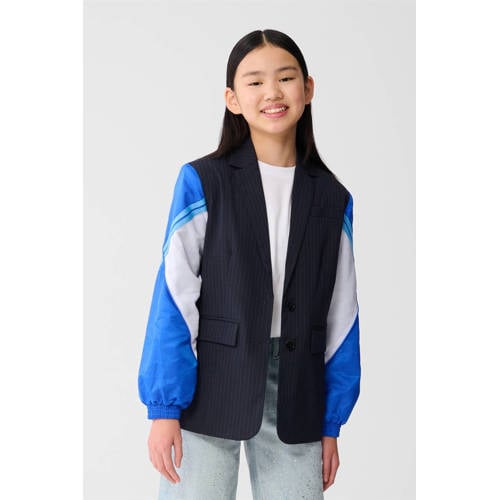 Shoeby regular fit blazer met krijtstreep donkerblauw afbeelding