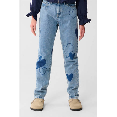 Shoeby high waist mom jeans met hartjes blauw afbeelding