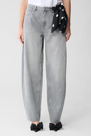 high waist barrel jeans grey denim