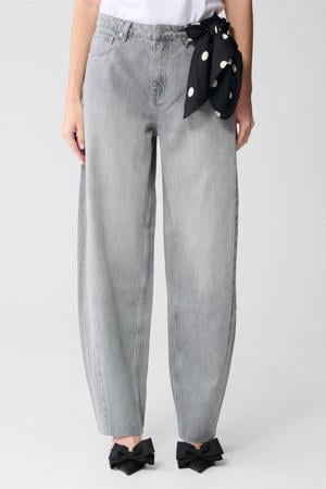 high waist barrel jeans grey denim