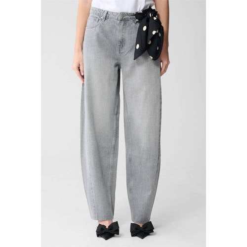 Shoeby high waist barrel jeans grey denim afbeelding