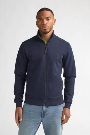 sweatvest met textuur donkerblauw