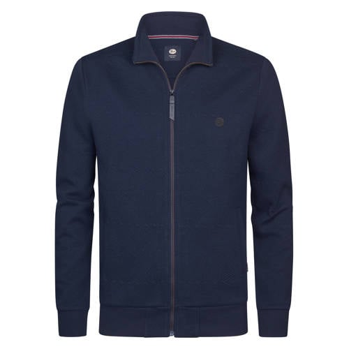 Petrol Industries sweatvest met textuur donkerblauw afbeelding