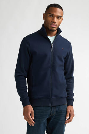 sweatvest met textuur donkerblauw