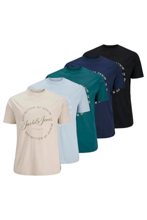 regular T-shirt Plus Size blauw - (set van 5)