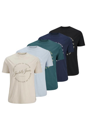 regular T-shirt Plus Size blauw - (set van 5)