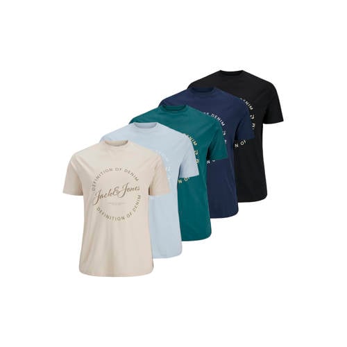 JACK & JONES PLUS SIZE regular T-shirt Plus Size blauw - (set van 5) afbeelding