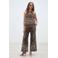 Suncoo wide leg high waist broek met paisley print bruin