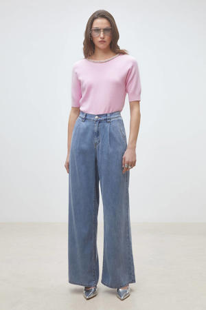 high waist wide leg jeans light blue denim