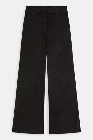 wide leg high waist broek zwart