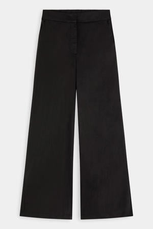 wide leg high waist broek zwart