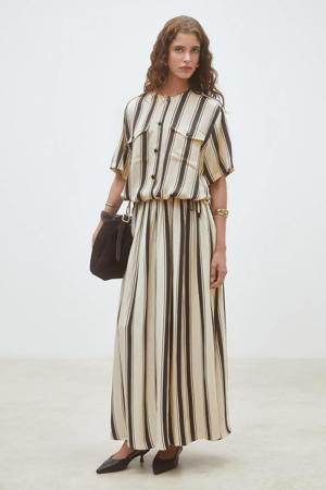 gestreepte maxi rok crème