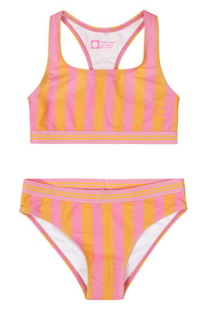 bikini met streep oranje / roze