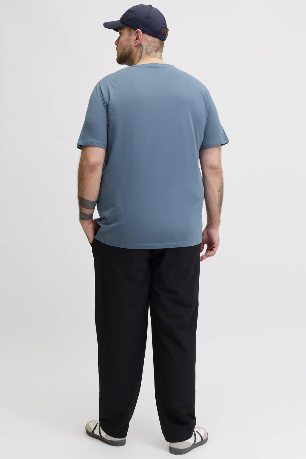 Blauwe heren JACK & JONES PLUS SIZE regular T-shirt Plus Size van katoen met logo dessin en korte mouwen