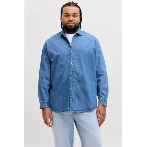JACK & JONES PLUS SIZE regular casual overhemd Plus Size medium blue denim afbeelding