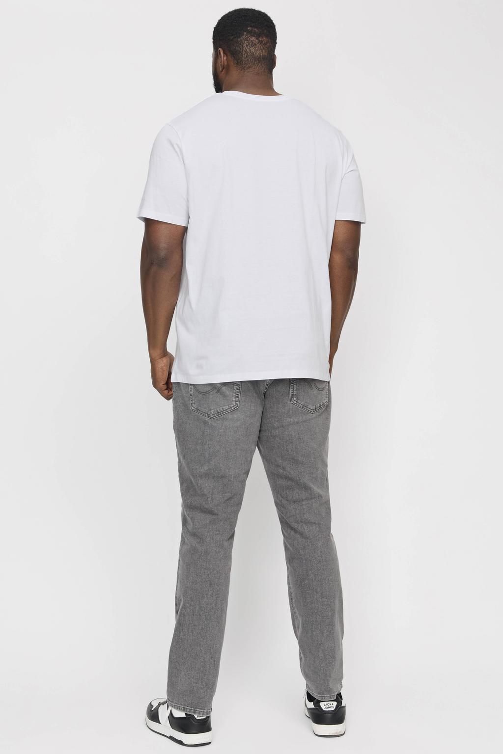 Witte heren JACK & JONES PLUS SIZE regular T-shirt Plus Size van katoen met logo dessin en korte mouwen