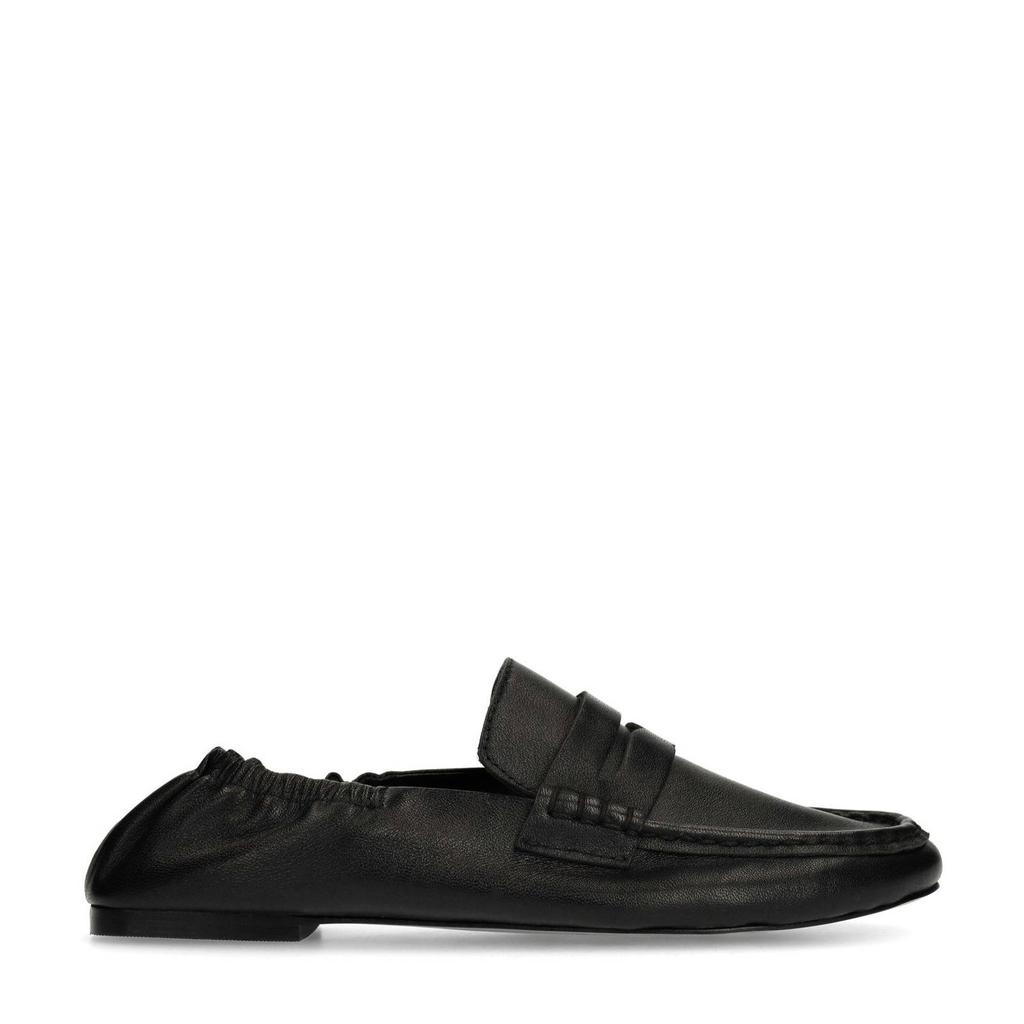 Zwarte dames Sacha leren loafers