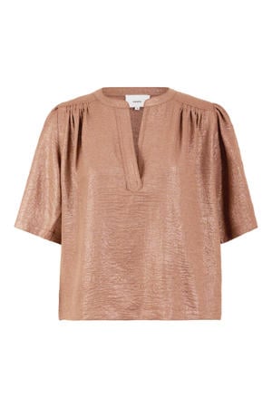 top met glitters - bruin