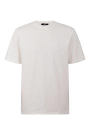 thumbnail: Ecru heren Shoeby regular T-shirt van katoen met effen, korte mouwen en ronde hals