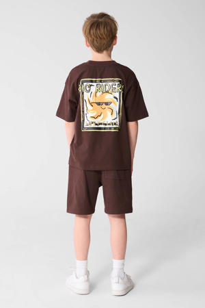 T-shirt met backprint donkerbruin