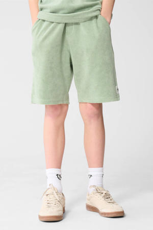 regular waist sweatshort lichtgroen met textuur