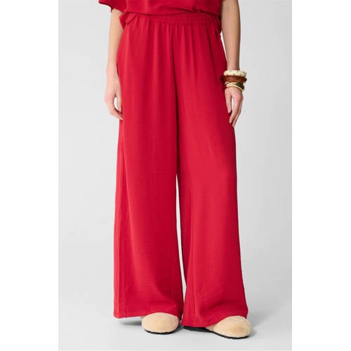 Shoeby wide leg high waist casual broek rood afbeelding