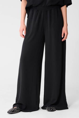 wide leg high waist broek zwart