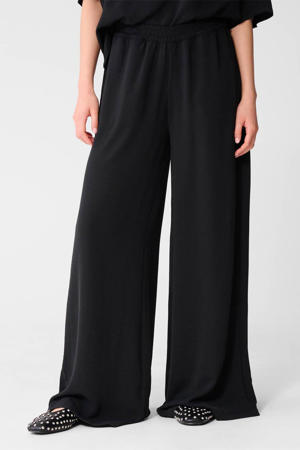 wide leg high waist broek zwart