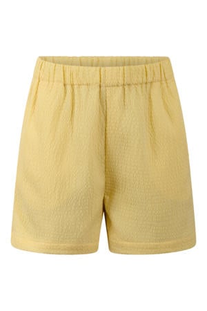 regular high waist casual short lichtgeel met textuur
