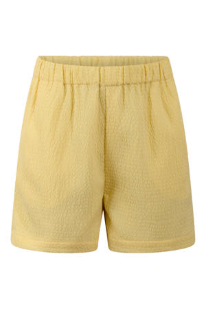 regular high waist casual short lichtgeel met textuur