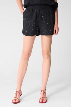 wide leg regular waist casual short zwart