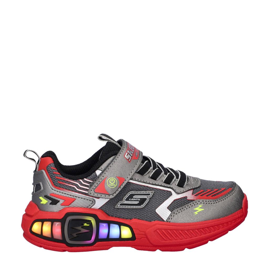 Grijs en rode jongens Skechers Light storm 3.0 sneakers van nylon met veters